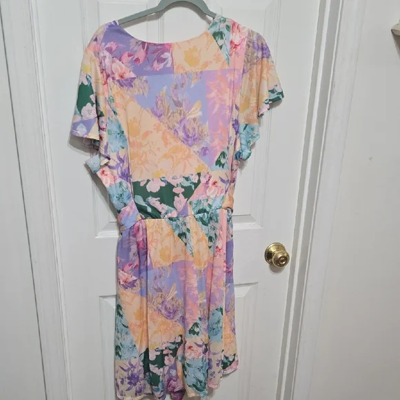 Lane Bryant Multicolor Floral Wrap Midi Dress - Picture 6 of 8